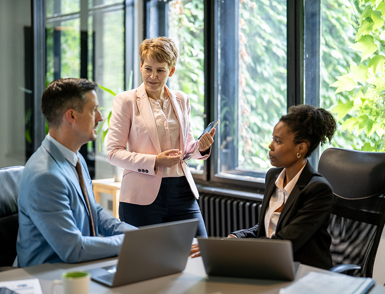 Team collaboration in a modern office